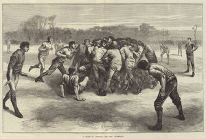 Uma partida no futebol, o último scrimmage